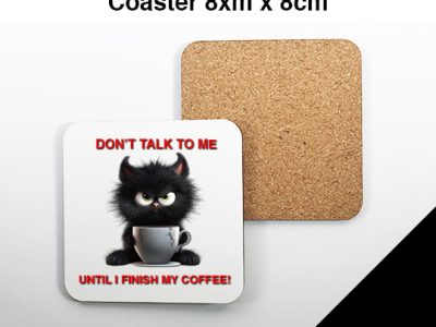 Introducing the "Don't Talk to Me Until I Finish My Coffee" Grumpy Cat Coaster: Perk Up Your Morning Routine